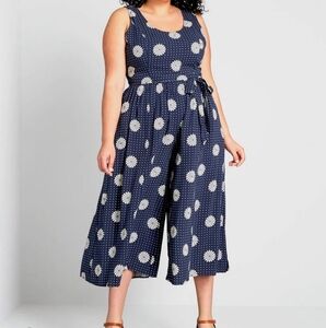 Modcloth Blue Sleeveless V-Neck Jumpsuit